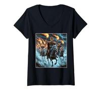 Mujer Jinetes nórdicos no Muertos - Mitología vikinga de fantasía Oscura del Norte Camiseta Cuello V