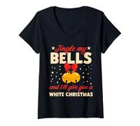 Mujer Jingle My Bells and I'Ll Give You A White Christmas Camiseta Cuello V