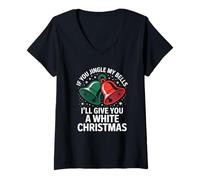 Mujer Jingle My Bells White Navidad Humor Vacaciones Navidad Camiseta Cuello V