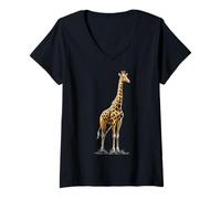 Mujer Jirafa Animal Lover Safari Cool Wildlife África Gráfico Camiseta Cuello V