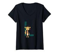 Mujer Jirafa Graduación Letra L Alfabeto Animal Camiseta Cuello V