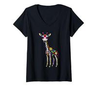 Mujer Jirafa Mexicano Calavera Viva México Chica Fiesta Camiseta Cuello V
