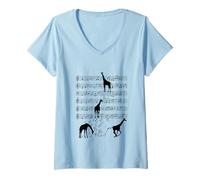 Mujer Jirafa música animal Nota Clef Músico Camiseta Cuello V