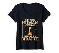 Mujer Jirafas Humor This Is My Human Costume Halloween Jirafa Camiseta Cuello V