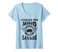 Mujer Jiu Jitsu BJJ MMA Civilizar La Mente Hacer El Cuerpo Salvaje Camiseta Cuello V