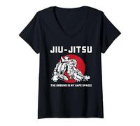 Mujer Jiu Jitsu Grappling - El Suelo es mi Espacio Seguro - MMA BJJ Camiseta Cuello V