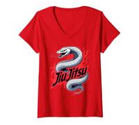 Mujer Jiu Jitsu Serpiente Blanca Camiseta Cuello V