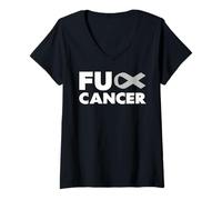Mujer Joder Cancer Camiseta - Mierda Cáncer Cerebro Conciencia Camiseta Cuello V