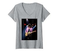 Mujer Joe Perry Aerosmith Vive en Boston por Michael Grecco Camiseta Cuello V