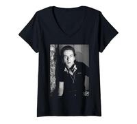 Mujer Joe Strummer Soho grabando The Clash de David Corio Camiseta Cuello V