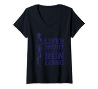 Mujer Jogger Lifes es Corta, Corre Larga Camiseta Cuello V