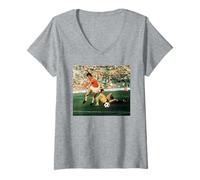 Mujer Johan Cruyff Holland V Copa del Mundo Argentina de Fútbol 1974 Camiseta Cuello V