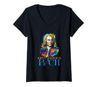 Mujer Johan Sebastián Bach Retro Camiseta Cuello V
