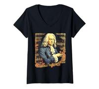 Mujer Johann Sebastian Bach Maestro de música clásica Camiseta Cuello V