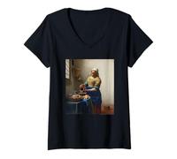 Mujer Johannes Vermeer The Milkmaid Camiseta Cuello V