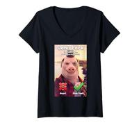 Mujer John Pork está Llamando a Internet Meme Personaje Divertido Dicho Camiseta Cuello V
