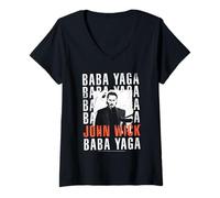 Mujer John Wick Baba Yaga Repeating Text & Photo Action Movie Camiseta Cuello V