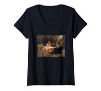 Mujer John William Waterhouse The Lady of Shalott Camiseta Cuello V