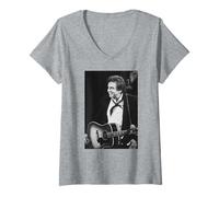 Mujer Johnny Cash Anillo de Fuego Cambridge Live 1988 Camiseta Cuello V