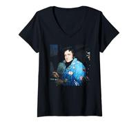 Mujer Johnny Cash Anillo De Fuego Cantante La Era Barón 1981 Camiseta Cuello V