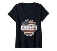 Mujer Johnson City Tennessee, Bandera Americana Vintage Camiseta Cuello V
