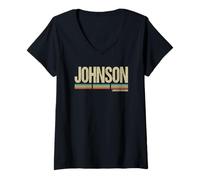 Mujer Johnson Nombre Apellido Retro Vintage Cumpleaños Camiseta Cuello V