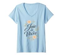 Mujer Joie de Vivre Francia Francia Floral Summer Vibes Camiseta Cuello V