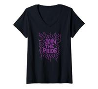 Mujer Join The Pride Halloween Kids Patrón de tatuaje tribal a juego Camiseta Cuello V