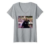 Mujer Jonah Lomu Nueva Zelanda All Blacks V Inglaterra Rugby 1999 Camiseta Cuello V