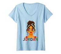 Mujer Jordanian Girl Jordan Flag Jordanian Girlfriend Wife Camiseta Cuello V