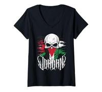 Mujer Jordanian Skull Jordanian Flag Camiseta Cuello V