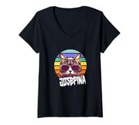 Mujer JOSEFINA - Bonito nombre de niña con un gato genial Camiseta Cuello V