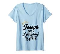 Mujer Joseph The Birthday King Happy Birthday Shirt Hombres Niños Adolescentes Camiseta Cuello V