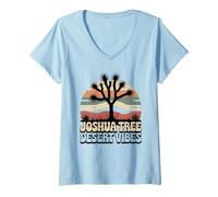 Mujer Joshua Tree Desert Vibes Puesta del Sol Paisaje Arte Camiseta Cuello V