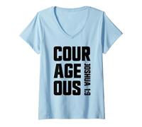 Mujer Josué Valiente 1:9 fe Cristiana Jesús Sea Valiente Camiseta Cuello V