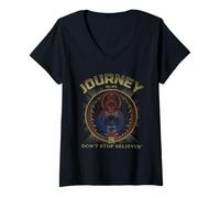 Mujer Journey Gold Don't Stop Believin' Scarab Logo Vintage Band Camiseta Cuello V