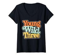 Mujer Joven Salvaje Tres Fiesta Divertida Camiseta Cuello V