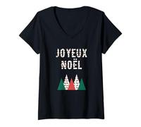 Mujer Joyeux Noel en français pour Femme Homme Enfant Camiseta Cuello V