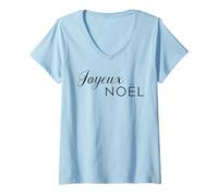 Mujer Joyeux Noel Francés Feliz Navidad Moda Profesor de Francés Camiseta Cuello V