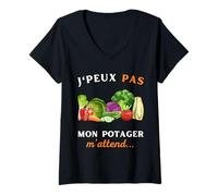 Mujer J'Peux Pas Mon Potager M'attend Humor Cadeau Jardinage Camiseta Cuello V