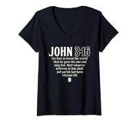 Mujer Juan 3:16 Versículo bíblico Escritura Christian God Loves You Camiseta Cuello V