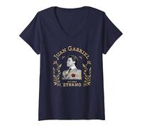 Mujer Juan Gabriel Es y Será Eterno Camiseta Cuello V, Azul Marino, L