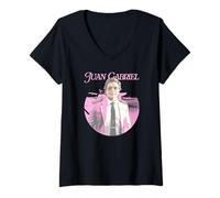 Mujer Juan Gabriel México con Escalas en Mi Corazón Tapa Redonda Camiseta Cuello V