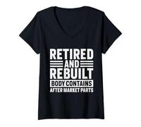 Mujer Jubilación Cirugía de Rodilla Recuperación Juego de palabras Reemplazo de rodilla retirado Camiseta Cuello V