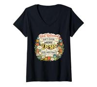 Mujer jubilación Ever More Dogs Less Meetings Dueño de Perro Camiseta Cuello V