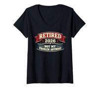 Mujer Jubilado 2026 Ya no es mi Problema Jubilación Divertida 2026 Camiseta Cuello V