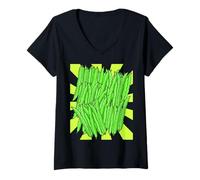 Mujer judías verdes frijoles vegetales retro años 80 vintage jardinero aficionado Camiseta Cuello V