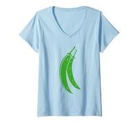 Mujer Judías Verdes Verdura Minimalista Simple Judía Verde Camiseta Cuello V