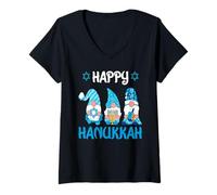 Mujer Judío - Hanukkah Gnomo - Feliz Hanukkah Camiseta Cuello V