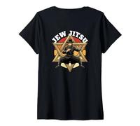 Mujer Judío Hanukkah Rabino Horah Dance Divertido Jiu Jitso (en la Camiseta Cuello V
